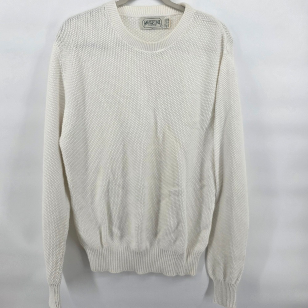 American Eagle Outfitters Mens Crew Neck Sweater White Cotton Size L - Picture 2 of 9